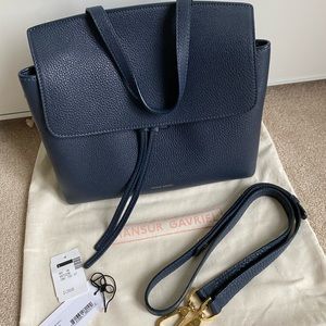 Mansur Gavriel Navy Tumbled Leather Mini Lady Bag